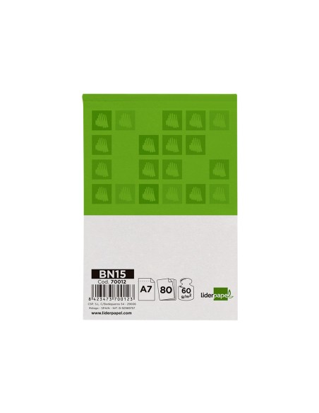 Bloc notas liderpapel cuadro 4 mm a7 80 hojas 60 g m2 perforado sin tapa Bloc notas liderpapel cuadro 4 mm a7 80 hojas 60 g m2 perforado sin tapa