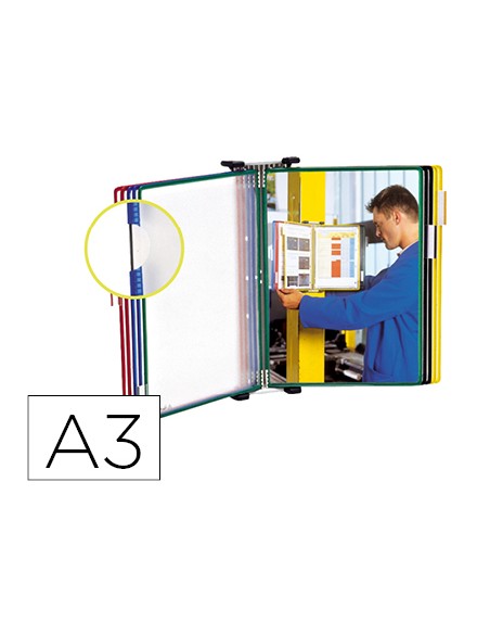 Clasificador de pared metal con 10 fundas tamano a3 colores surtidos