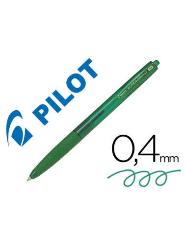 Boligrafo pilot super grip g verde retractil sujecion de caucho tinta base de aceite