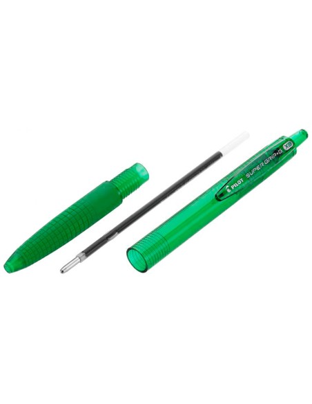 Boligrafo pilot super grip g verde retractil sujecion de caucho tinta base de aceite