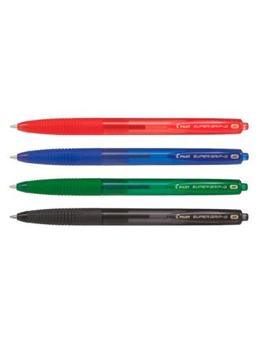 Boligrafo pilot super grip g verde retractil sujecion de caucho tinta base de aceite