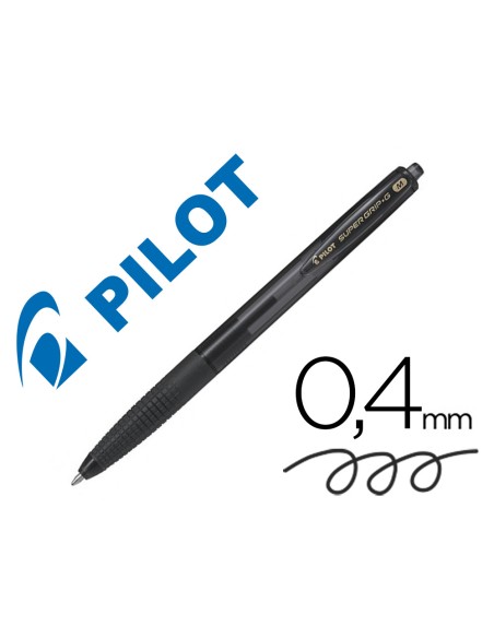 Boligrafo pilot super grip g negro retractil sujecion de caucho tinta base de aceite