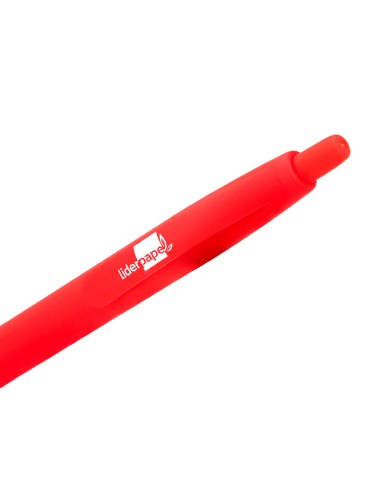Boligrafo liderpapel gummy touch retractil 10 mm tinta roja
