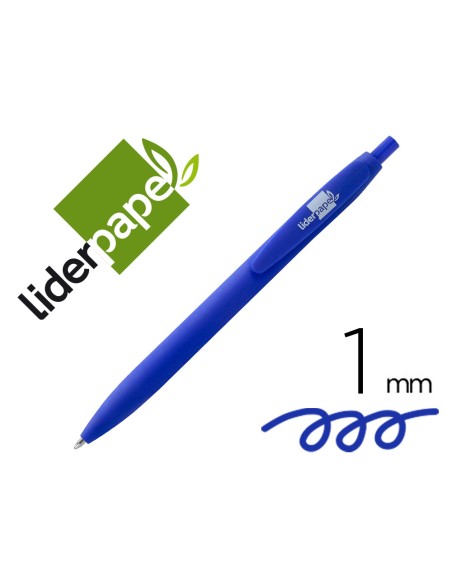 Boligrafo liderpapel soft touch retractil 10 mm tinta azul