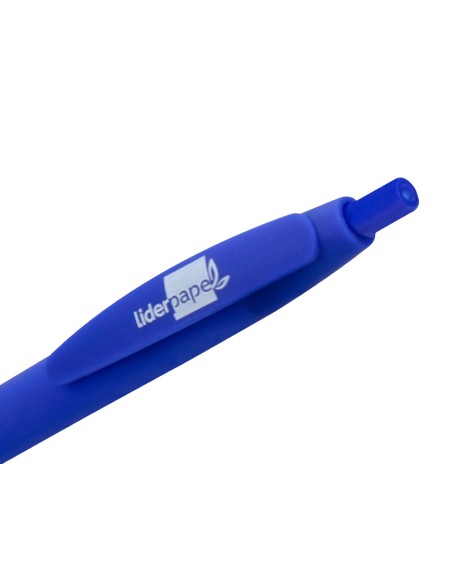 Boligrafo liderpapel soft touch retractil 10 mm tinta azul