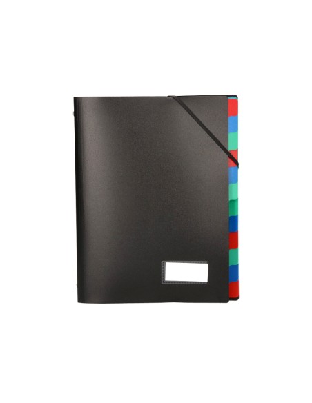 Carpeta liderpapel clasificadora polipropileno din a4 negra portafirmas 12 departamentos