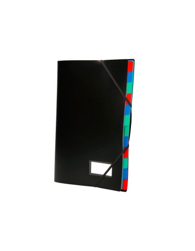 Carpeta liderpapel clasificadora polipropileno din a4 negra portafirmas 12 departamentos