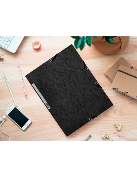 Carpeta q connect gomas kf02169 carton simil prespan solapas 320x243 mm negra