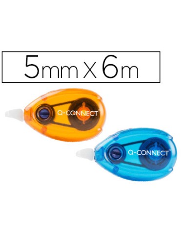 Corrector q connect cinta blanco 5 mm x 6 mt blister 2 unidades azul y naranja