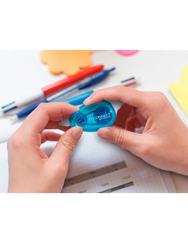Corrector q connect cinta blanco 5 mm x 6 mt blister 2 unidades azul y naranja