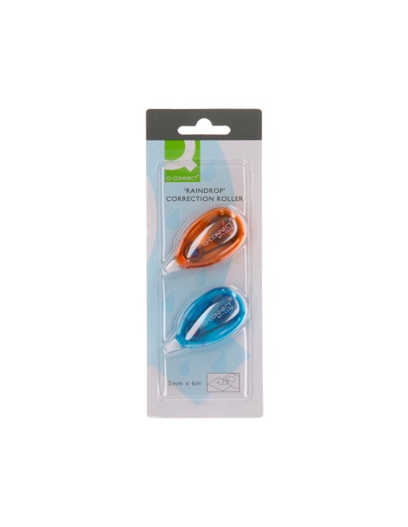 Corrector q connect cinta blanco 5 mm x 6 mt blister 2 unidades azul y naranja