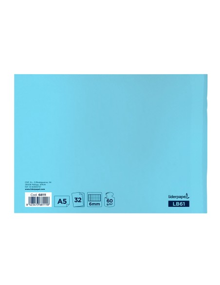 Libreta liderpapel smart a5 apaisado 32 hojas 60g m2 cuadro 6 mm con margen