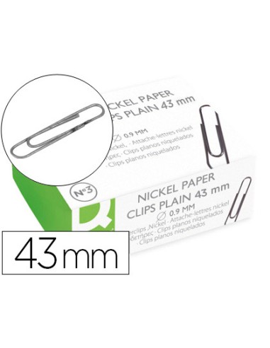 Clips niquelados q connect nº3 43 mm caja de 100 unidades