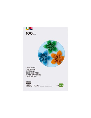 Cartulina liderpapel a3 180g m2 10 colores surtidos paquete 100 hojas