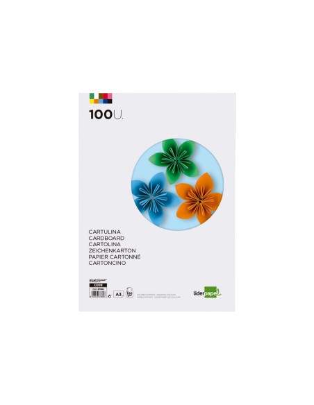Cartulina liderpapel a3 180g m2 10 colores surtidos paquete 100 hojas