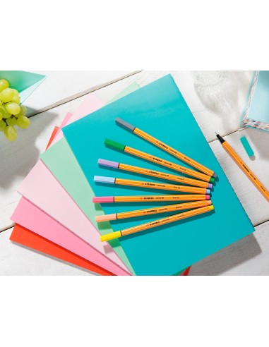 Rotulador stabilo punta de fibra point 88 estuche de 8 colores surtidos pastel