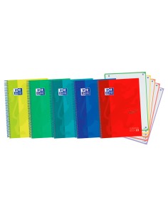 Cuaderno espiral oxford ebook 5 tapa extradura din a4 120 h microperforadas cuadro 5 mm colores vivos surtidos