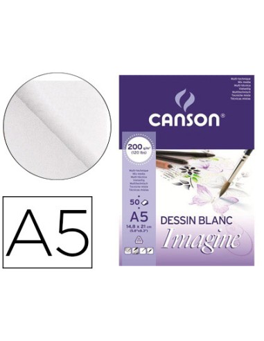 Bloc dibujo multitecnicas canson imagine din a5 encolado liso 148x21 cm 50 hojas 200 gr m2