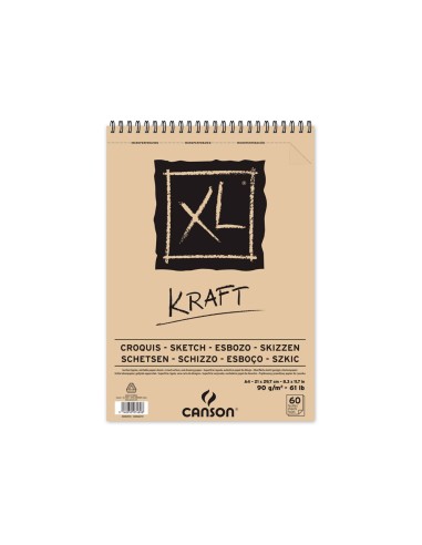 Bloc dibujo esbozo canson xl kraft din a4 kraft rayado beige espiral 21x297 cm 60 hojas 90 gr m2