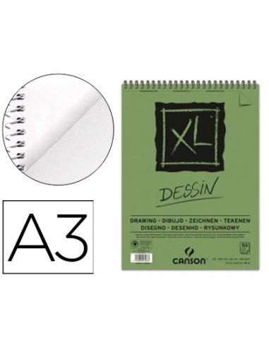 Bloc dibujo canson xl dessin din a3 liso microperforado espiral 297x42 cm 50 hojas 160 gr m2