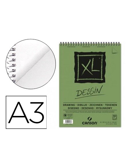Bloc dibujo canson xl dessin din a3 liso microperforado espiral 297x42 cm 50 hojas 160 gr m2