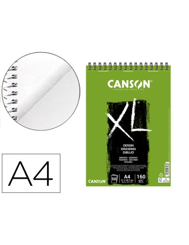 Bloc dibujo canson xl dessin din a4 liso microperforado espiral 21x297 cm 50 hojas 160 gr m2