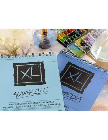 Bloc dibujo acuarela canson xl aquarelle grano fino din a4 microperforado espiral 21x297 cm 30 hojas 300 gr m2