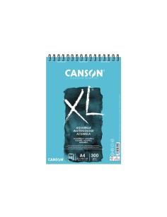 Bloc dibujo acuarela canson xl aquarelle grano fino din a4 microperforado espiral 21x297 cm 30 hojas 300 gr m2