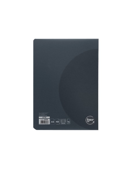 Libreta liderpapel 360 tapa de plastico a5 48 hojas 90g m2 5mm con doble margen tapa negra