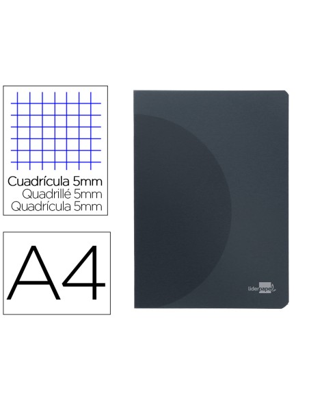 Libreta liderpapel 360 tapa de plastico a4 48 hojas 90g m2 5mm con doble margen tapa negra