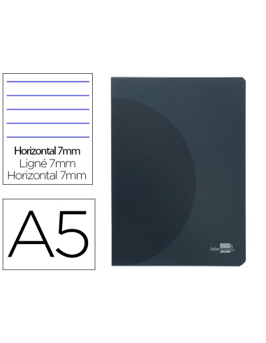 Libreta liderpapel 360 tapa de plastico a5 48 hojas 90g m2 horizontal con doble margen tapa negra