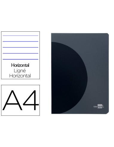 Libreta liderpapel 360 tapa de plastico a4 48 hojas 90g m2 horizontal con doble margen tapa negra