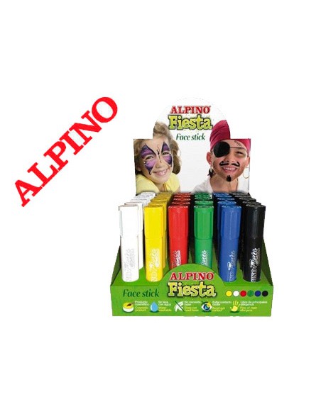 Barra maquillaje alpino fiesta face stick expositor de 36 unidades colores surtidos
