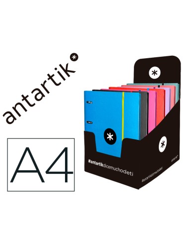 Carpeta con recambio antartik a4 cuadro 5mm forrada 4 anillas 40mm redondas colores surtidos