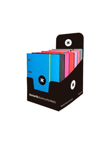 Carpeta con recambio antartik a4 cuadro 5mm forrada 4 anillas 40mm redondas colores surtidos