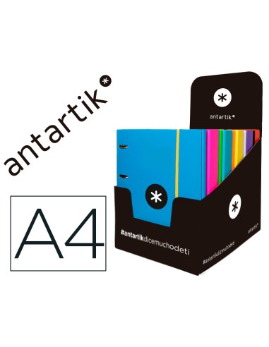 Carpeta con recambio antartik a4 cuadro 5mm forrada 4 anillas 25mm redondas colores surtidos