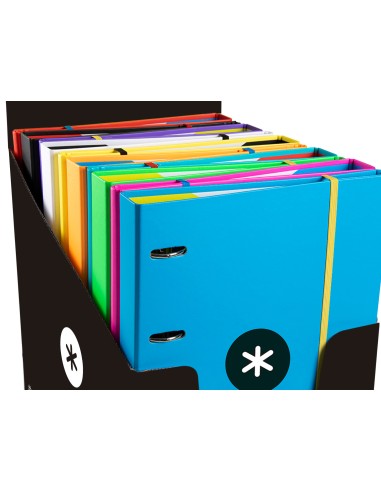 Carpeta con recambio antartik a4 cuadro 5mm forrada 4 anillas 25mm redondas colores surtidos