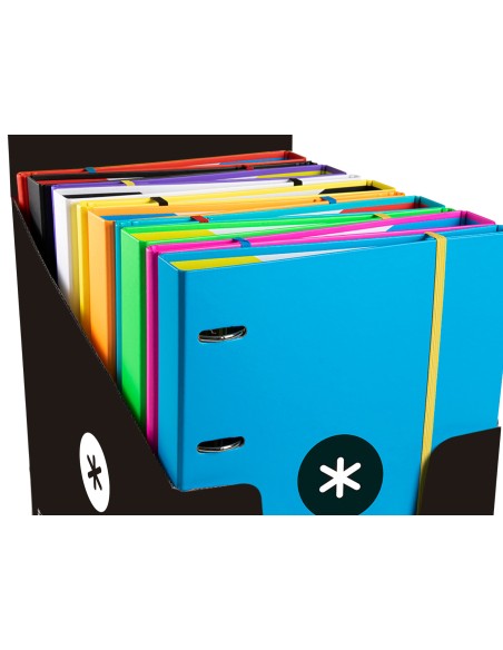 Carpeta con recambio antartik a4 cuadro 5mm forrada 4 anillas 25mm redondas colores surtidos