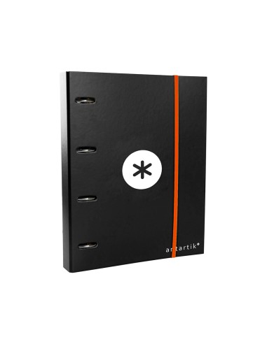 Carpeta con recambio antartik a4 cuadro 5mm forrada 4 anillas 40mm redondas color negra