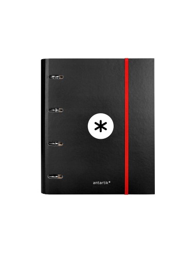 Carpeta con recambio antartik a4 cuadro 5mm forrada 4 anillas 40mm redondas color negra
