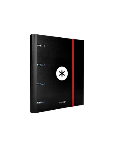 Carpeta con recambio antartik a4 cuadro 5mm forrada 4 anillas 40mm redondas color negra