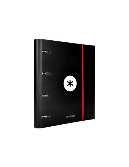 Carpeta con recambio antartik a4 cuadro 5mm forrada 4 anillas 40mm redondas color negra