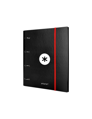 Carpeta con recambio antartik a4 cuadro 5mm forrada 4 anillas 40mm redondas color negra