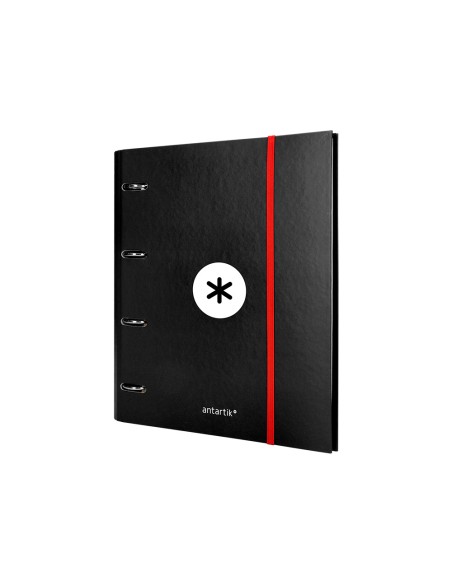 Carpeta con recambio antartik a4 cuadro 5mm forrada 4 anillas 40mm redondas color negra