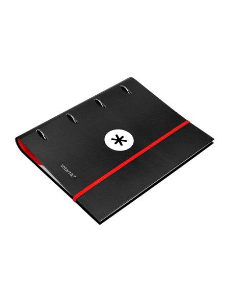 Carpeta con recambio antartik a4 cuadro 5mm forrada 4 anillas 40mm redondas color negra