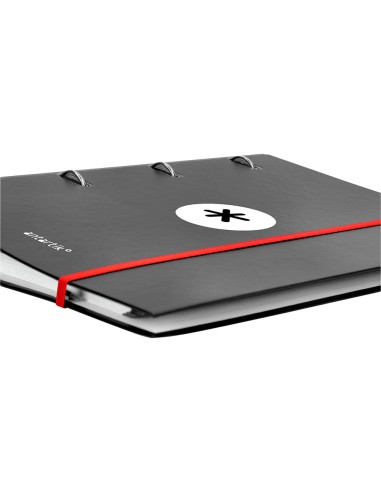 Carpeta con recambio antartik a4 cuadro 5mm forrada 4 anillas 40mm redondas color negra