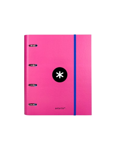 Carpeta con recambio antartik a4 cuadro 5mm forrada 4 anillas 40mm redondas color rosa