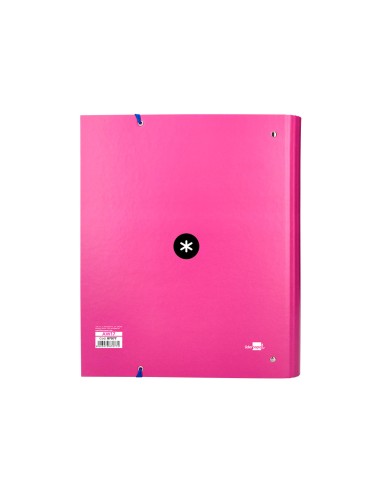 Carpeta con recambio antartik a4 cuadro 5mm forrada 4 anillas 40mm redondas color rosa