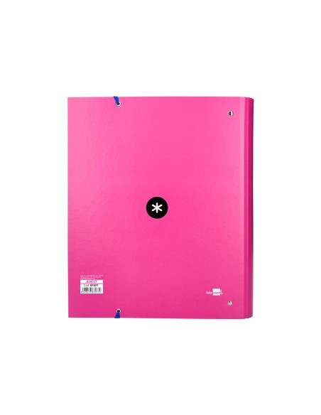 Carpeta con recambio antartik a4 cuadro 5mm forrada 4 anillas 40mm redondas color rosa