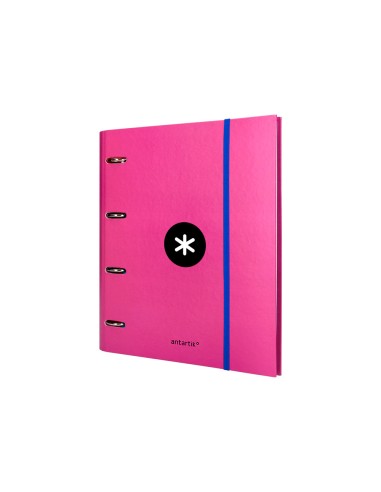 Carpeta con recambio antartik a4 cuadro 5mm forrada 4 anillas 40mm redondas color rosa